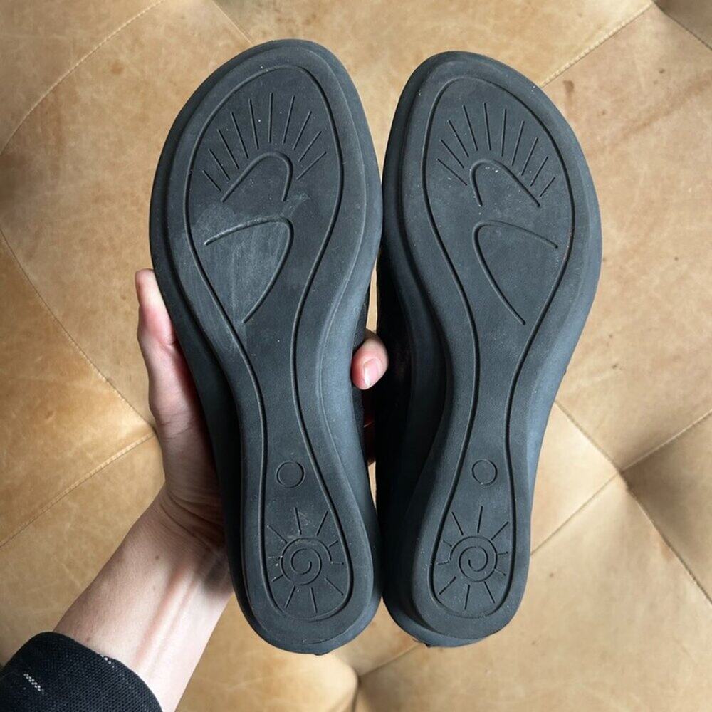 Sesto Meucci Black Sandals Soft Leather Perforated Comfort Wedge Italy Women 38 - Picture 9 of 10